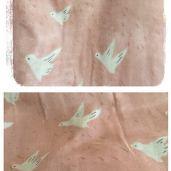 春空にただよう小鳥たち。ダブルガーゼのゆったりチュニックワンピース：ピーチ 3枚目の画像