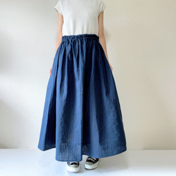 長裙配蓬鬆的雙層紗布*最大長度* 100％棉*簡單的深色海軍藍 第1張的照片