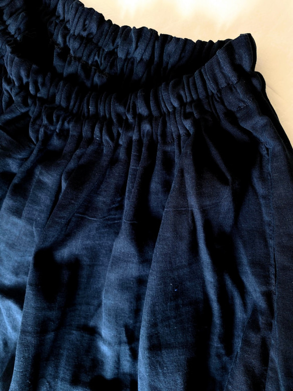 長裙配蓬鬆的雙層紗布*最大長度* 100％棉*簡單的深色海軍藍 第6張的照片