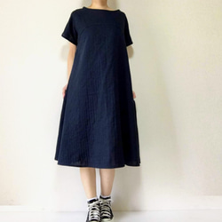 長裙配蓬鬆的雙層紗布*最大長度* 100％棉*簡單的深色海軍藍 第10張的照片