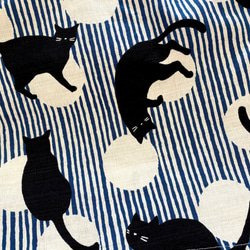 黑貓 x 條紋 x 波點圖案簡約喇叭連衣裙 * 短袖 * 100% 棉 第6張的照片