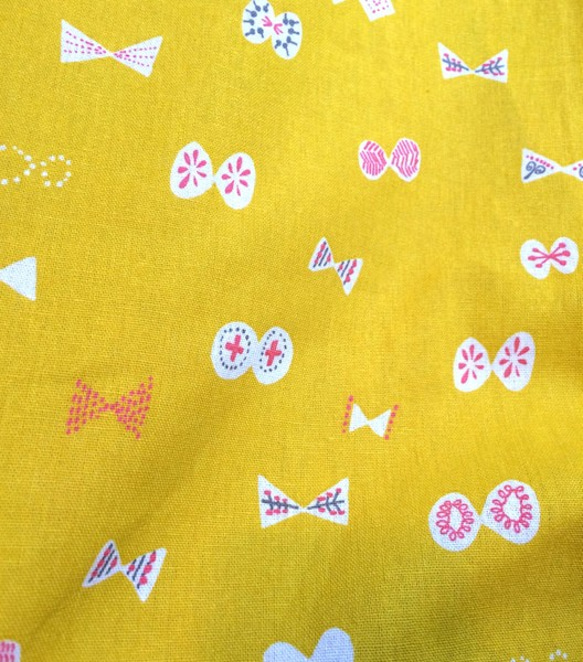 斯堪的納維亞*蝴蝶緞帶小包：棉麻：芥末黃 第5張的照片