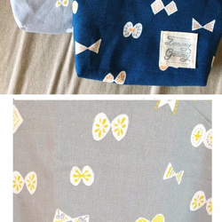 斯堪的納維亞*蝴蝶緞帶小包：棉質亞麻布：淺灰色 第4張的照片