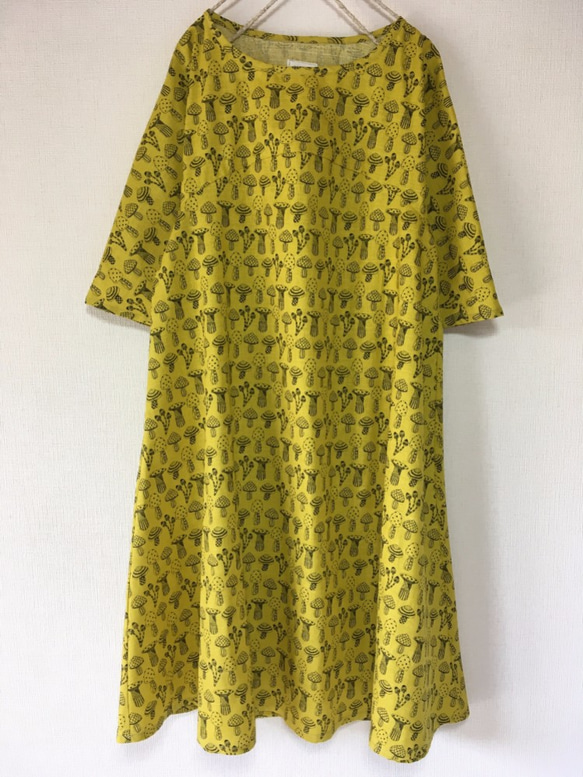 蘑菇模式*簡單的耀斑禮服*芥末黃 第3張的照片