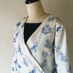 刺繡花卉和動物*絲帶領帶Kashkuru禮服* Haori *米白色 第9張的照片