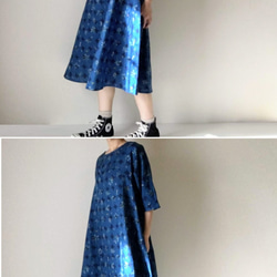 模糊草簡單喇叭裙*雙層紗布*海軍藍 第9張的照片