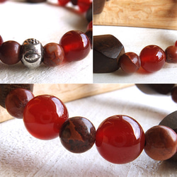 woodbeads series＊RED AGATE＊～天然石ブレスレット 4枚目の画像