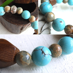 woodbeads series＊TURQUOISE＊～天然石ブレスレット 4枚目の画像