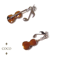 再販☆バイオリン＆音符チャームのブックマーカー（シルバー） 3枚目の画像