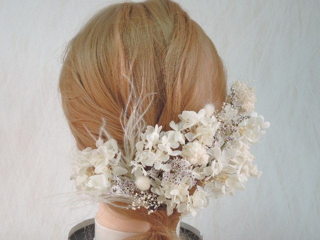 アンティークホワイト　ヘッドドレス ウェディング プリザーブドフラワー