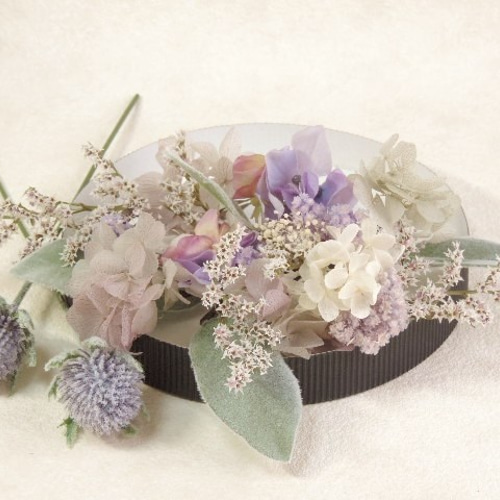 パープル ヘッドドレス ヘッドパーツ 紫色 振袖 袴 プリザーブド