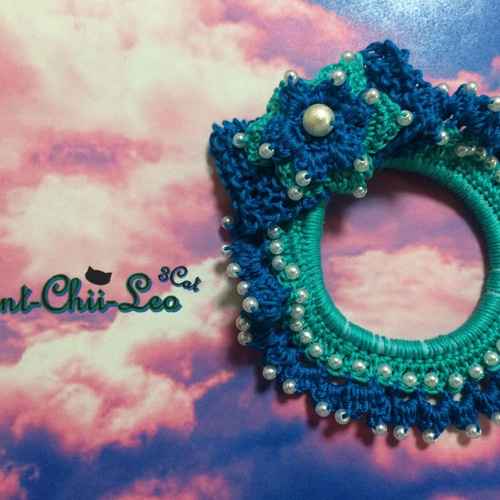 コレットマルーフ ヘアゴム グリーン モチーフ 美品コレットマルーフディンプルポニーグラスポニーグリーンガラスヘア