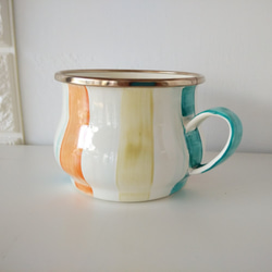 彩繪琺瑯彩色條紋茶杯 第1張的照片