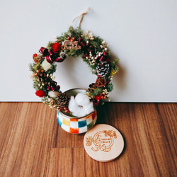 聖誕乾燥花圈木蓋琺瑯糖罐禮盒 第1張的照片
