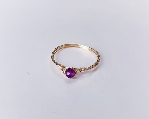 アメジストの一粒ワイヤーリング 指輪・リング ヘイゼルナッツ 通販