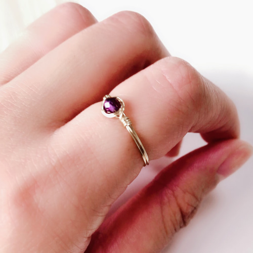 アメジストの一粒ワイヤーリング 指輪・リング ヘイゼルナッツ 通販