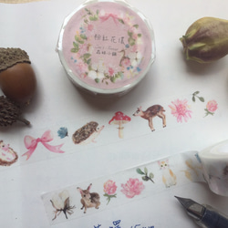Zoe's forest 12號和紙膠帶－粉紅花環（小鹿與刺蝟） 第2張的照片