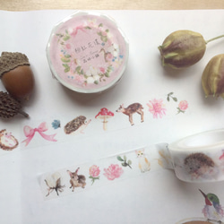 Zoe's forest 12號和紙膠帶－粉紅花環（小鹿與刺蝟） 第4張的照片