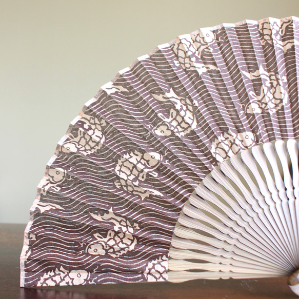 綿生地扇子〈名物裂を使った扇子〉京都　日本製　荒磯　和風 8枚目の画像