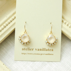 天然石シトリンダイヤカット14kgfフックドロップピアス ピアス（フック