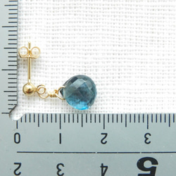 宝石質ロンドンブルートパーズマロンカット14kgfスタッドピアス 3枚目の画像