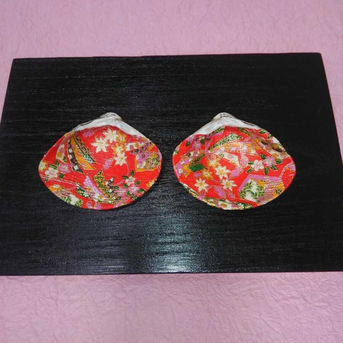 はまぐり 貝 黒桐台 5.5×6センチ お雛様 お正月 インテリア飾り 和風  