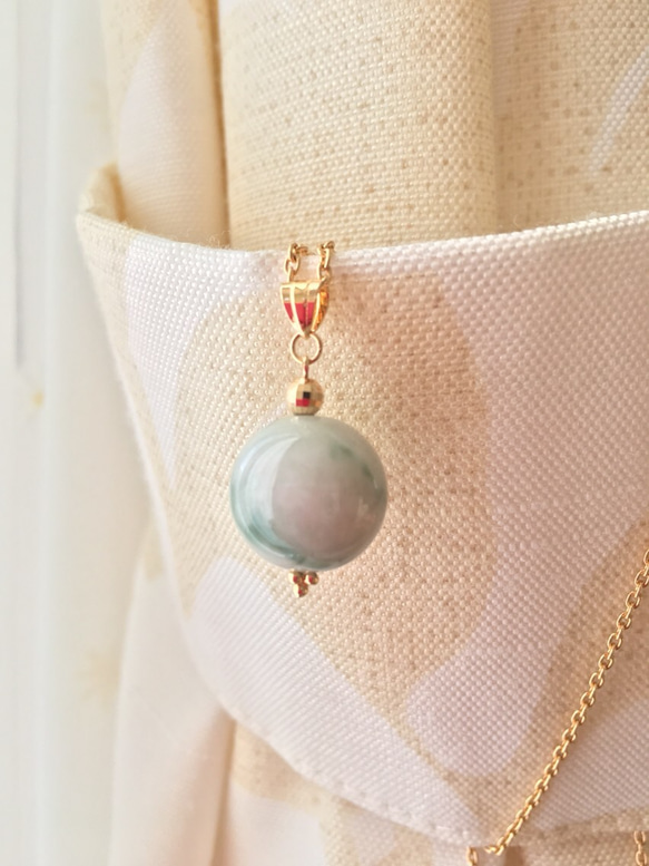 送料無料 希少！ K18 糸魚川産翡翠 AAA 大玉 13mm ペンダント