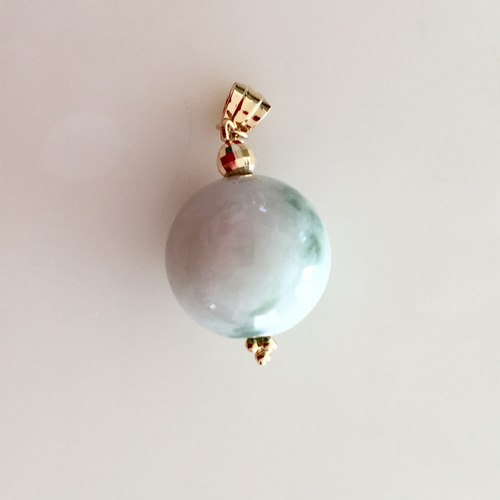 送料無料 希少！ K18 糸魚川産翡翠 AAA 大玉 13mm ペンダント