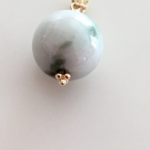 送料無料 希少！ K18 糸魚川産翡翠 AAA 大玉 13mm ペンダント