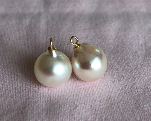 新品　K18  越物バロックアコヤパール. 8mm ミラーボール ピアス 新品 K18 越物バロックアコヤパール. 8mm ミラーボール ピアス