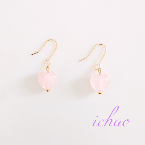 ♡ハンドメイド♡ビジューピアスイヤリング10月ローズクォーツ b61e51d7c0bfe0e72881b671f58c4b