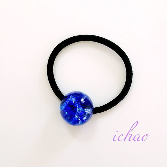 再再再…販♪ブルー琉球ガラスのヘアゴム 3枚目の画像