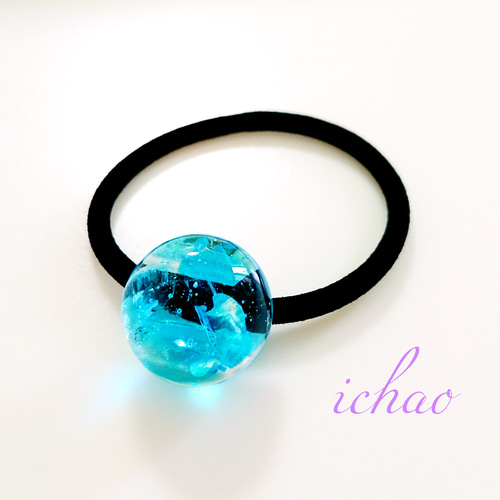 再再再…販♪スカイブルー琉球ガラスのヘアゴム ヘアゴム ichao(在庫