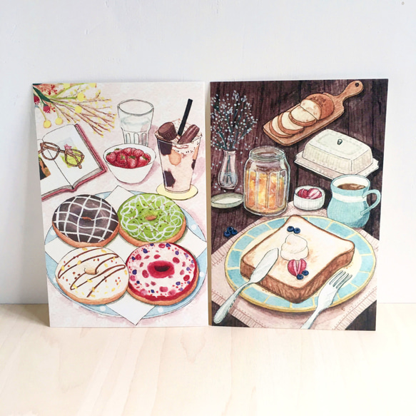 食物明信片組二(2入)/Watercolor illustration postcard set-food (2 in) 第1張的照片