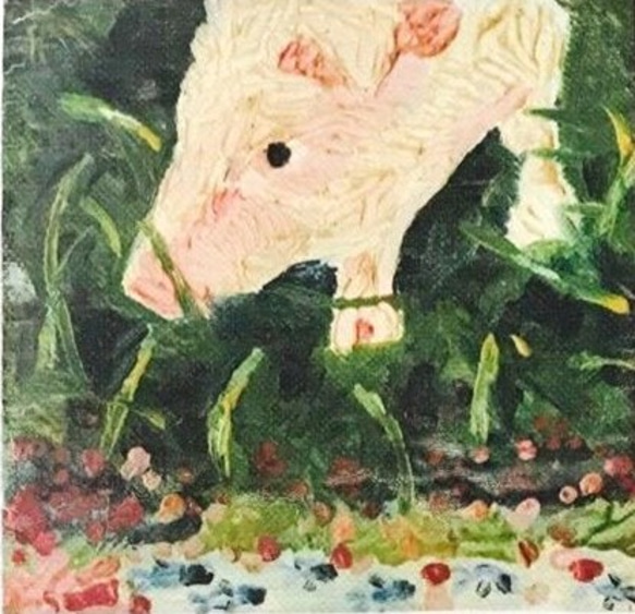 Dr piggy bag 櫻桃南蔀小豬油畫轉印環保 小B5 帆布袋 春遊好物 第1張的照片