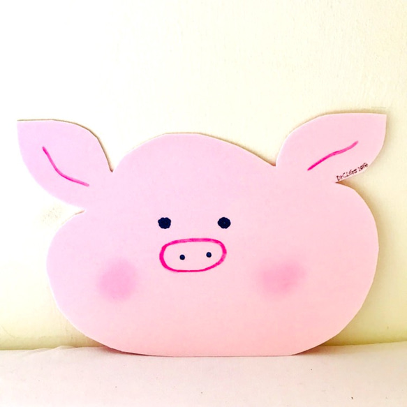 Dr Piggy 滑鼠墊［輕手繪」粉紅豬豬準備泳渡手作滑鼠墊/置物墊/保溫墊/手靠墊 第2張的照片