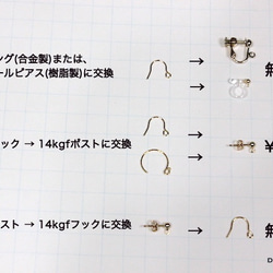 14kgf ピンクカルセドニーとパールリングのピアス 6枚目の画像