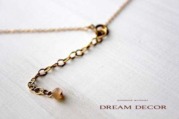 14kgf オレンジムーンストーンとブルークォーツのネックレス｜６月誕生石 ◇Moonstone◇ 5枚目の画像