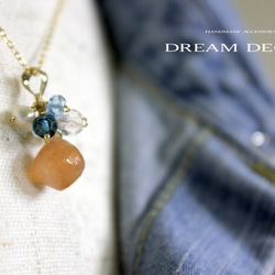 14kgf オレンジムーンストーンとブルークォーツのネックレス｜６月誕生石 ◇Moonstone◇ 8枚目の画像