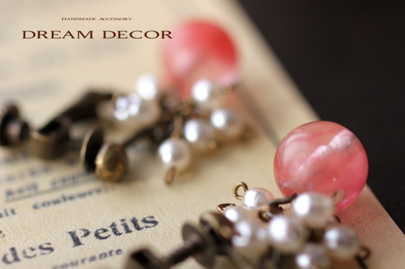 櫻桃石英和珍珠古董耳環 第1張的照片