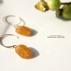 14kgf柑桔〜黃色石英單層耳環（耳環可以更換） 第2張的照片