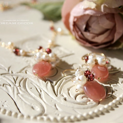 14kgf甜夢〜印加玫瑰，石榴石和淡水珍珠項鍊 第5張的照片