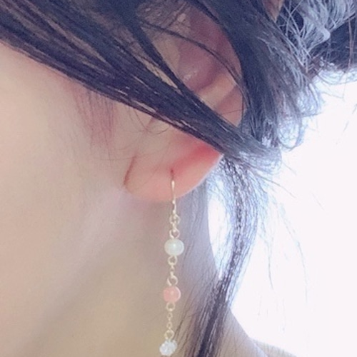 14kgf インカローズ(ロードクロサイト)とハーキマーダイヤモンドの