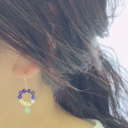 14kgf Lapis Lazuri和Shell Circle Pierce（耳朵多變） 第7張的照片