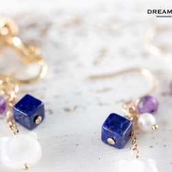 14kgf 猫とラピスラズリのカラーストーンピアス／イヤリング｜◇12月誕生石◇ Lapis Lazuli 4枚目の画像