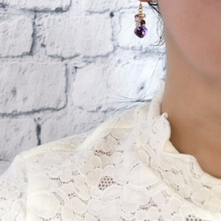 14kgf珠寶首飾粉紅紫水晶紫色調耳環&lt;2月出生的寶石&gt; 第8張的照片