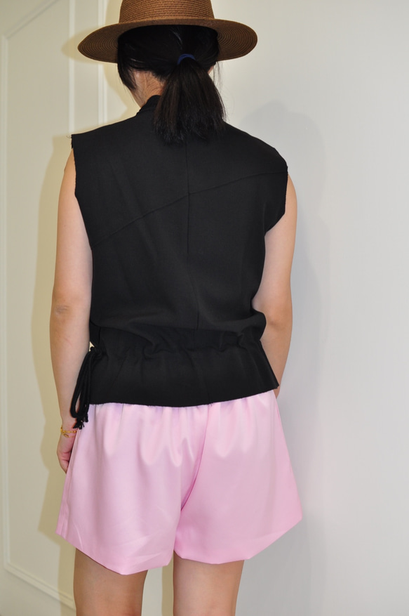 フラット135 Xシリーズ台湾のデザイナーは夏の服は、第5版を修正ショーツカジュアルパンツは幅ワイドパンツの内側に薄いピンクのリ 7枚目の画像