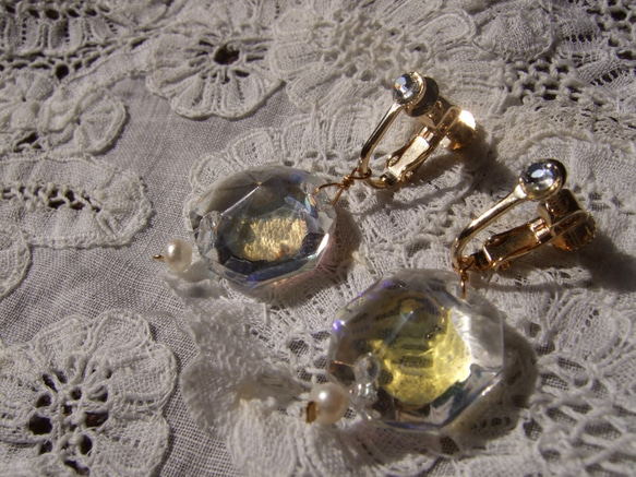 クリアーレインボーガラスのイヤリング ia-7 7枚目の画像