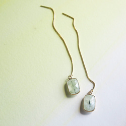 Dangle Prehnite Thread Earrings - 925 Silver | Plated with 1 2枚目の画像