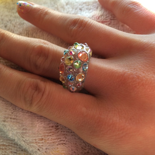 スワロフスキーのマルチカラーリング 指輪・リング ahiru cafe 通販